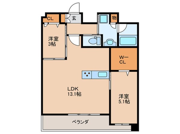 ｴﾝｸﾚｽﾄ天神南PURE(1405)の物件間取画像